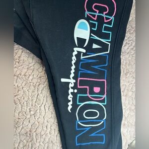 Vintage Champion Black sweatpants jogger embroidered Logo